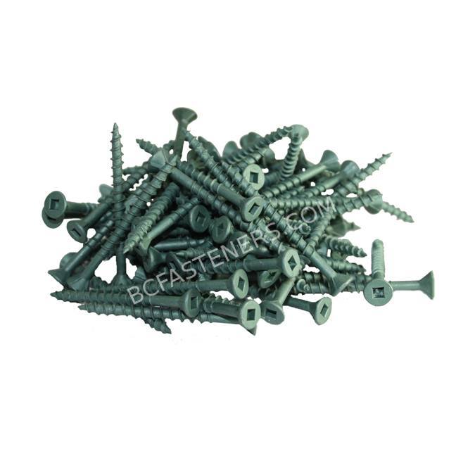 10 Flat Head Robertson Wood Screw Green Ceramic