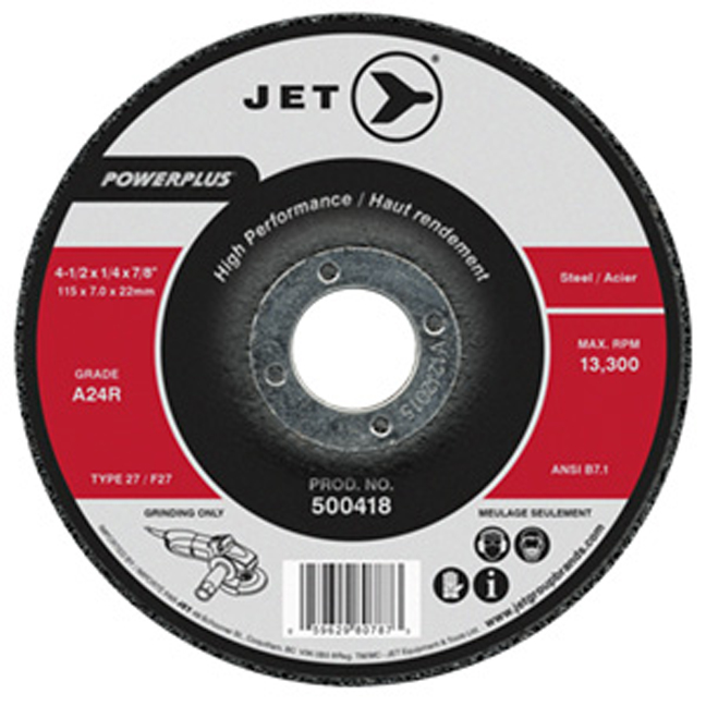 Jet 500418 41/2 x 1/4 x 7/8 A24R T27 Grinding Wheel
